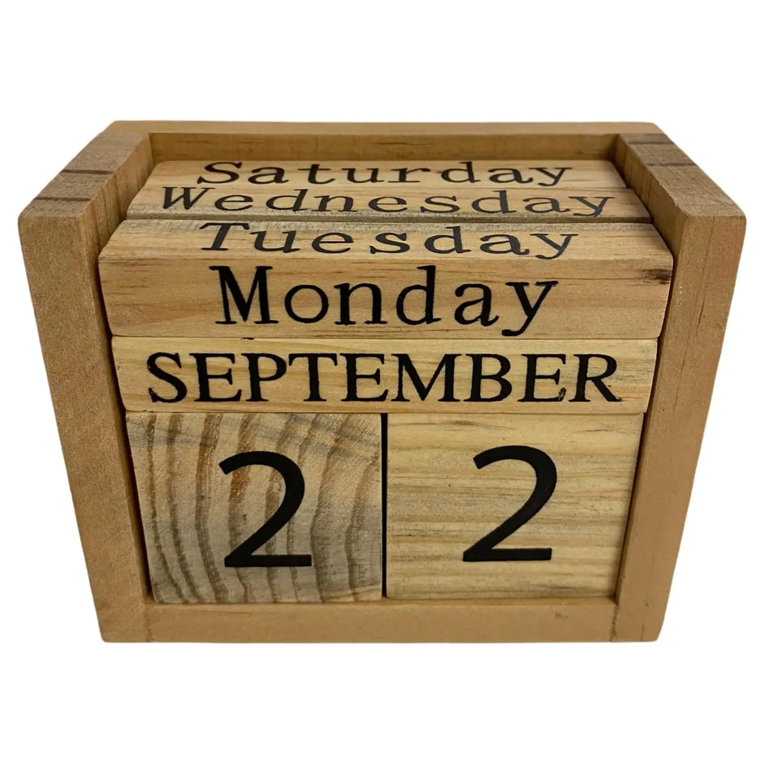 Block calendar for desk wooden rustic decor 2023 and perpetual office accesory