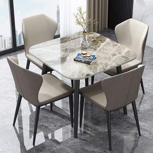 Nordic Style <b>Dining</b> <b>Table</b> Set <b>4</b> Piece Square Marble Top <b>Space</b> <b>Saving</b> Modern <b>Dining</b> Room Furniture - Product Image 4