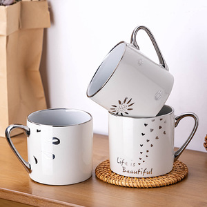 แก้วเซรามิกสไตล์ญี่ปุ่นลายดอกไม้ขอบเงิน สำหรับกาแฟ ชา หรือเป็นของขวัญ - Product Image 3