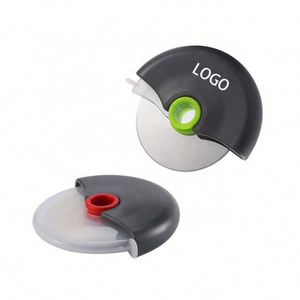Custom Logo Stainless Steel <b>Covered</b> Blade Round <b>Plastic</b> Safety Pizza Cutter for Restaurant Giveaways - Product Image 1