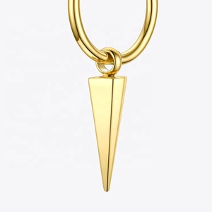 Moda al por mayor 18K chapado en oro joyería de acero inoxidable Unisex cónico puntiagudo gota pendientes de aro E201154 - Product Image 2