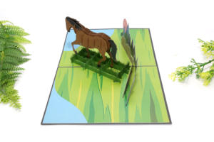 Cartes animales en papier 3D personnalisables en forme de cheval, artisanat, cadeau pour les occasions, Vietnam KIRICARD AN023 Digital - Product Image 5