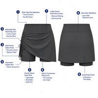 Jupe-short froncée blanc cassé pour femme, taille haute, avec cordon de serrage, devant croisé, ourlet asymétrique et doublure intérieure - Fournisseur en gros
