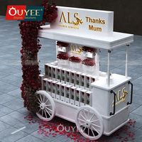 Kiosque à glaces pliable Ouyee Factory, stand de centre commercial, chariot de fleurs lumineux à LED, chariot à bonbons doré, garantie 3 ans pour l'affichage
