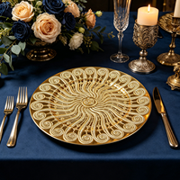 Assiette de Présentation en Plastique PP Doré Électroplaqué de Haute Qualité, Motif Spirale Intricaté, Idéale pour les Célébrations et Fêtes