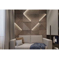 Panneaux muraux en bois d'olivier massif 400*400mm ABC Designs, installation DIY, nouvelle tendance, motif zigzag, puzzle mural, avec éclairage LED intégré