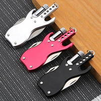 Forme de guitare Camping en plein air Survival Pocket Metal Stainless Steel EDC Gear Keychain Knife Multi Tool