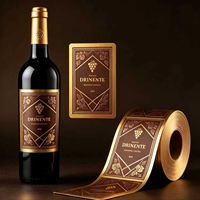 Etiquetas de Vino Resistentes al Agua y al Aceite, con Textura en Relieve, de Grado Alimenticio, Etiquetas Adhesivas de Marca Privada para Embalaje de Botellas de Vino