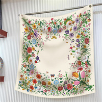 Nouvelles écharpes carrées d'été légères et respirantes en polyester sergé de haute qualité 90*90CM, motif floral fantaisie, pour femmes musulmanes