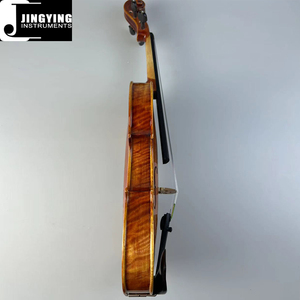 Instrumentos de cuerda de música Jingying 2024, venta al por mayor, violín de panel hecho a mano de madera maciza de abeto de arce flameado, violín lateral y trasero de arce - Product Image 5