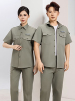 Tenue de travail d'été respirante en pur coton pour hommes, ensemble uniforme d'ingénierie électrique à manches longues et courtes