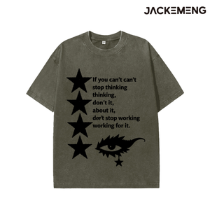 T-shirt Oversize in Cotone Lavato con Stampa 'If You Can't Stop Thinking', Stile Retrò Streetwear, Abbigliamento Casual Quotidiano, Maglietta Disponibile nel Magazzino USA - Product Image 6