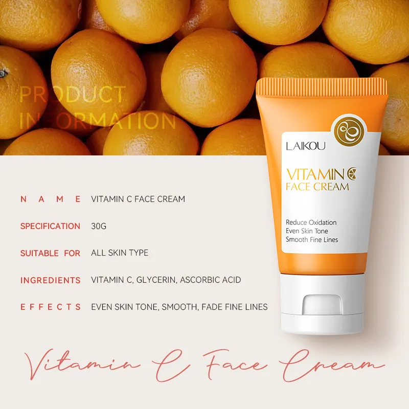 Laikou vitamin C mặt Kem làm sáng Kem dưỡng ẩm mịn nếp nhăn chống oxy hóa ngay cả làn da mặt kem cho da