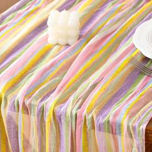 Cheesecloth Boho <b>Gauze</b> <b>Fabric</b> Table Runner Rustic Runners for Wedding Party Bridal Easter Decoration - Product Image 1