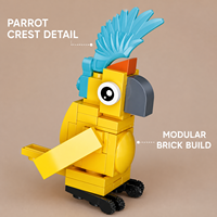 Ensemble de blocs de construction personnalisés en forme de perroquet jaune, jouets éducatifs, jouets pour enfants, jouets promotionnels, modèle OEM, marque privée