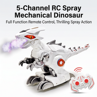 Coche de Acrobacias RC de Dinosaurio CD con 5 Canales, Pulverizador de Niebla, Música y Luces LED, Juguete de Dinosaurio con Control Remoto para Niños y Adultos