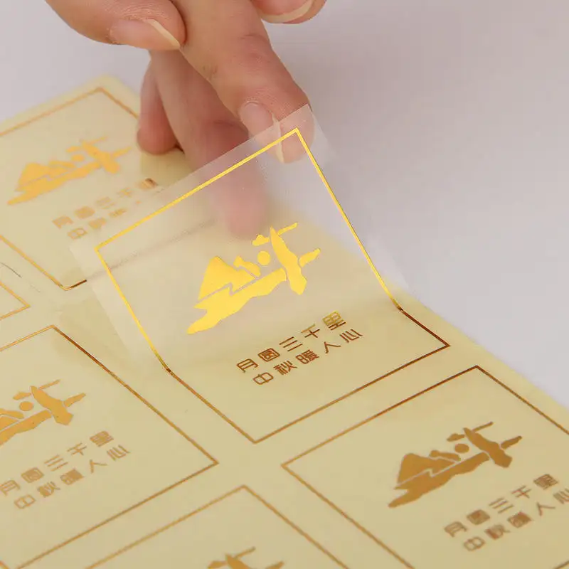 Wholesale Custom Transparent Clear Self Adhesive Hot Gold Foil Stamping Stickers Labels