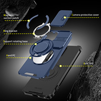Coque de protection magnétique rotative JUNBO avec béquille et cache-objectif coulissant pour iPhone 18 17 16 15 Pro Max, protection intégrale
