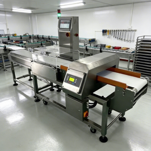 Automatic Vegetable Checkweigher Metal Detector Rejector High Sensitivity Intelligent Control Conveyor Belt Weighing Scale
