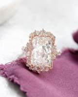 Bague de fiançailles en or 14K 18K avec halo de diamants de laboratoire taille radiant certifiés IGI 3CT 5CT 7CT, bijoux fins personnalisés en gros