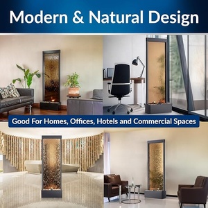 Fontaine murale en cascade Zen avec cadre en acier inoxydable et verre trempé pour <span class=keywords><strong>la</strong></span> <span class=keywords><strong>d</strong></span>écoration de <span class=keywords><strong>la</strong></span> maison, forme rectangulaire - Product Image 6