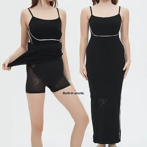 Hygieia 8 in 1 Lounge ärmellos Rückenfreies Kleid Skulpturformkleidung Bodycon-Slip Maxi-Kleid eingebautes Shapewear