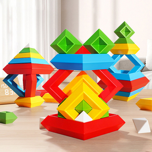 Soli Nursery niños educativos 15 piezas bloques ensamblados educación temprana Torre mágica 3D bloques piramidales apilados para la venta - Product Image 1