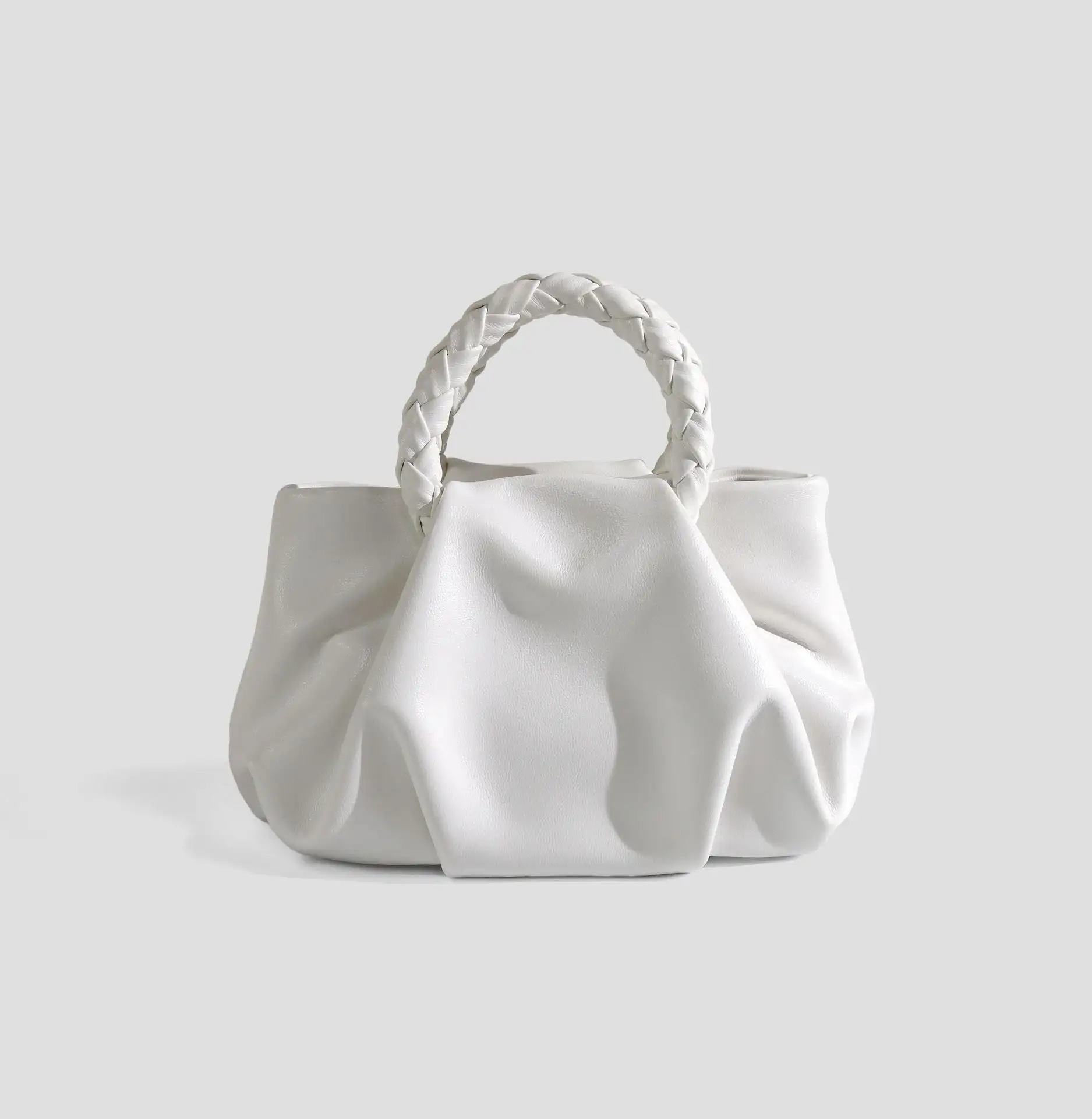 Stylish Bolso De Las Senoras Weave Top Handle Vegen Leather Bag Classic PU Handbag for Women Crossbody Pleated Cloud Bag