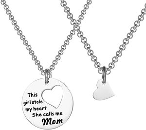 Collar con colgante de corazón para madre e hija, joyería con estola de corazón para madre e hija - Product Image 1