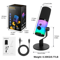 Microphone à condensateur USB A17 avec éclairage RGB dynamique pour le gaming et l'enregistrement de podcasts, équipement de studio de bureau pour utilisation sur ordinateur