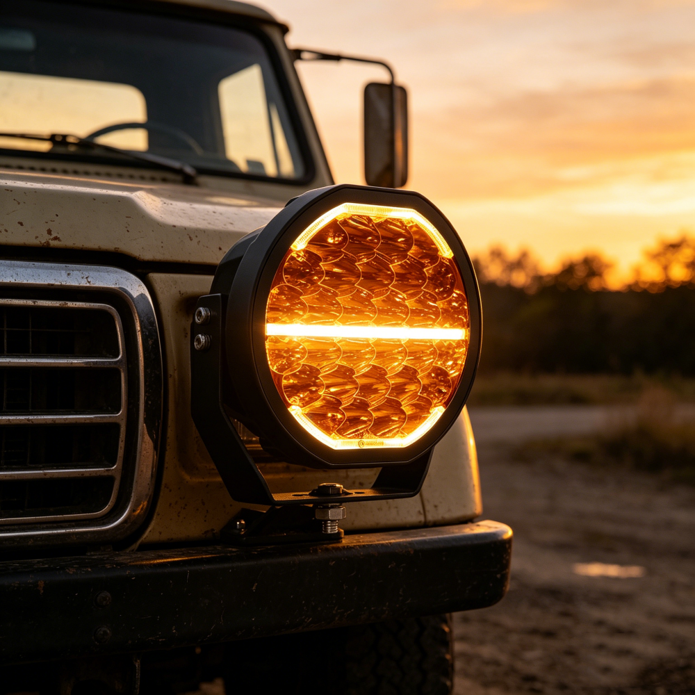 9'' 150W LED Work & Spot Driving Light, 12000LM, Amber & White DRL, IP68, Vibration & Overheat Tested, Truck & Off-Road