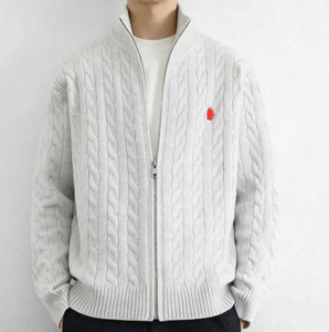 <span class=keywords><strong>Pull</strong></span> en maille de luxe de fabrication originale, lourd, à fermeture éclair 1/4, cardigan jacquard personnalisé, <span class=keywords><strong>pull</strong></span> oversize pour <span class=keywords><strong>homme</strong></span> - Product Image 4
