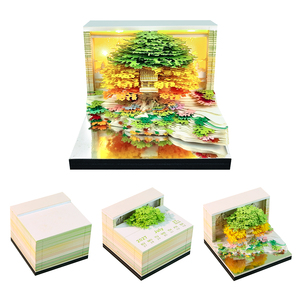 <span class=keywords><strong>Bloc</strong></span>-notes 3D Magic Tree Island, sculpture artistique en forme de fleur de mer, cube de papier, lumière LED, décoration de bureau esthétique, <span class=keywords><strong>bloc</strong></span>-notes calendrier 2027 - Product Image 1