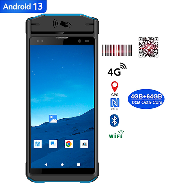 Industrial Android 13 4G Rugged Wireless Handheld PDA Qualcomm Processor CPU 1D 2D Qr Barcode Scanner Stock Mobile Data Terminal