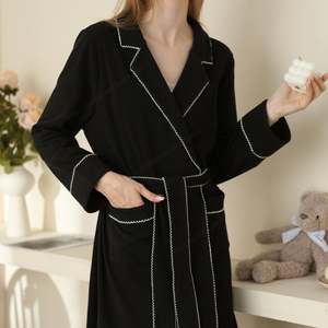 Bata de Microfibra WanBao, Nueva, Informal, para Mujer, Verano, Primavera, Otoño, Cintura Elástica, Tejido de Punto Suave, Estilo Europeo Americano - Product Image 2