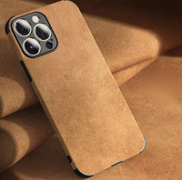 Coque de Téléphone Antichoc en Cuir PU d'Agneau Souple avec TPU pour iPhone 16 15 13 12 11 14 17 Pro Max Mini 16 Plus