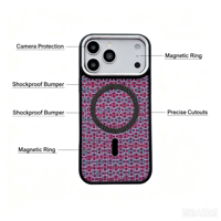 Étui de téléphone portable antichoc en cuir gaufré magnétique de luxe métallique coloré avec logo, disponible en 8 couleurs