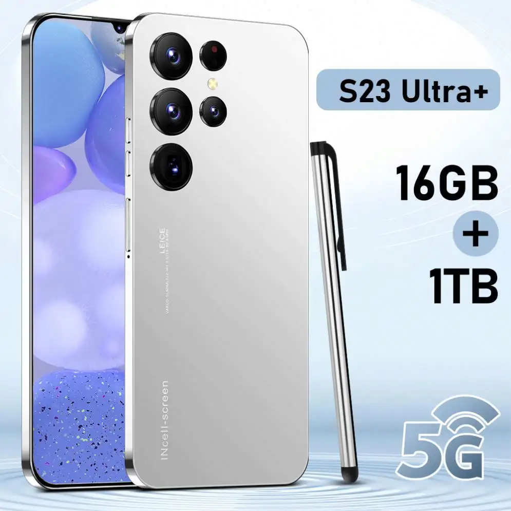 S23 + ponsel pintar Ultra asli 16gb + 1tb 32Mp + 48MP, ponsel pintar Android 12.0 tampilan penuh pembuka kunci wajah