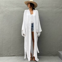 2025 femmes ample longue rayonne une pièce Cardigan plage Protection solaire paréo pour bord de mer vacances Bikini couverture maillot de bain robe