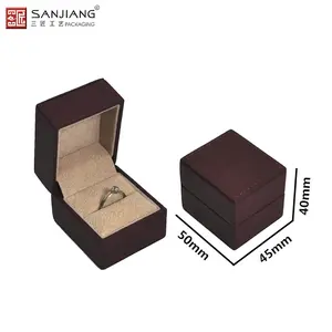 Scatola di imballaggio di gioielli con anello di collana di gioielli in pelle con stampa Logo personalizzato di lusso