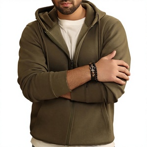 Men's Fashion Full <b>Zip</b> Hoodie Premium Cotton Blend <b>Hooded</b> Sweatshirt Wholesale Manufacturer OEM Services - Product Image 1