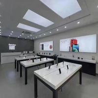 LADISPLAY Table de présentation blanche en bois pour smartphones et ordinateurs portables, présentoir de magasin, vitrine d'exposition