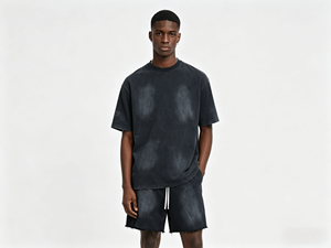 Shorts Bermuda en Coton Lavé pour Homme avec Cordon de Serrage, Noir Uni, Style Décontracté, Taille Mi-Haute, Tissu Respirant - Product Image 2