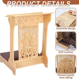 Banco de Oración Moderno de Madera Acolchado con Estante y Cojín, Taburete Otomano para <span class=keywords><strong>Dormitorio</strong></span>, Regalos Religiosos - Product Image 4