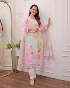 卸売供給インド & パキスタン服ロングクルティパンツとデュパッタ女性用女の子クルティドレス卸売用 - Product Image 3
