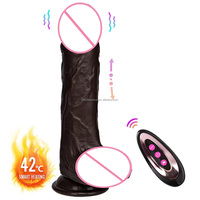 Dildo con Movimiento de Empuje y Calentamiento, Sensación de Piel Real, Dildos Telescópicos de Silicona para Mujeres