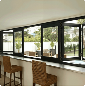 Fenêtre en verre insonorisée pliante verticale en aluminium, taille personnalisée, style européen, pour boutique, cuisine, café, comptoir - Product Image 2