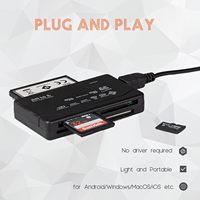 Lector de tarjetas todo en uno, lector de tarjetas TF MS M2 XD CF SD, USB 2,0, lector de tarjetas de 480Mbps, Mini lector de tarjetas de memoria con Línea de Fecha