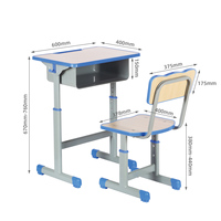 Ensemble Chaise et Table d'Écolier Premium en HDF Ignifuge de 1,8 cm, Ergonomique et Réglable en Hauteur pour Étudiants (Primaire, Collège, Salon)