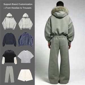 Fabricant de vêtements sur mesure, veste zippée en molleton 100% coton, impression sérigraphique, capuche en fausse <span class=keywords><strong>fourrure</strong></span> vieillie pour homme - Product Image 2